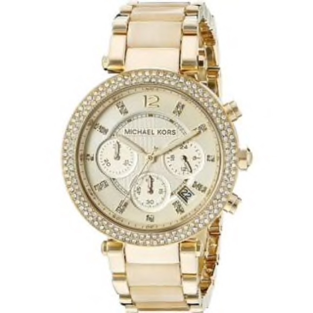 Michael Kors Womens Parker Chronograph Watch Gold